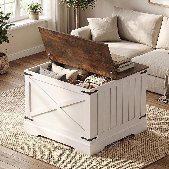 Giantex Farmhouse Lift Top Coffee Table, 31.5" Square Wood Center Table