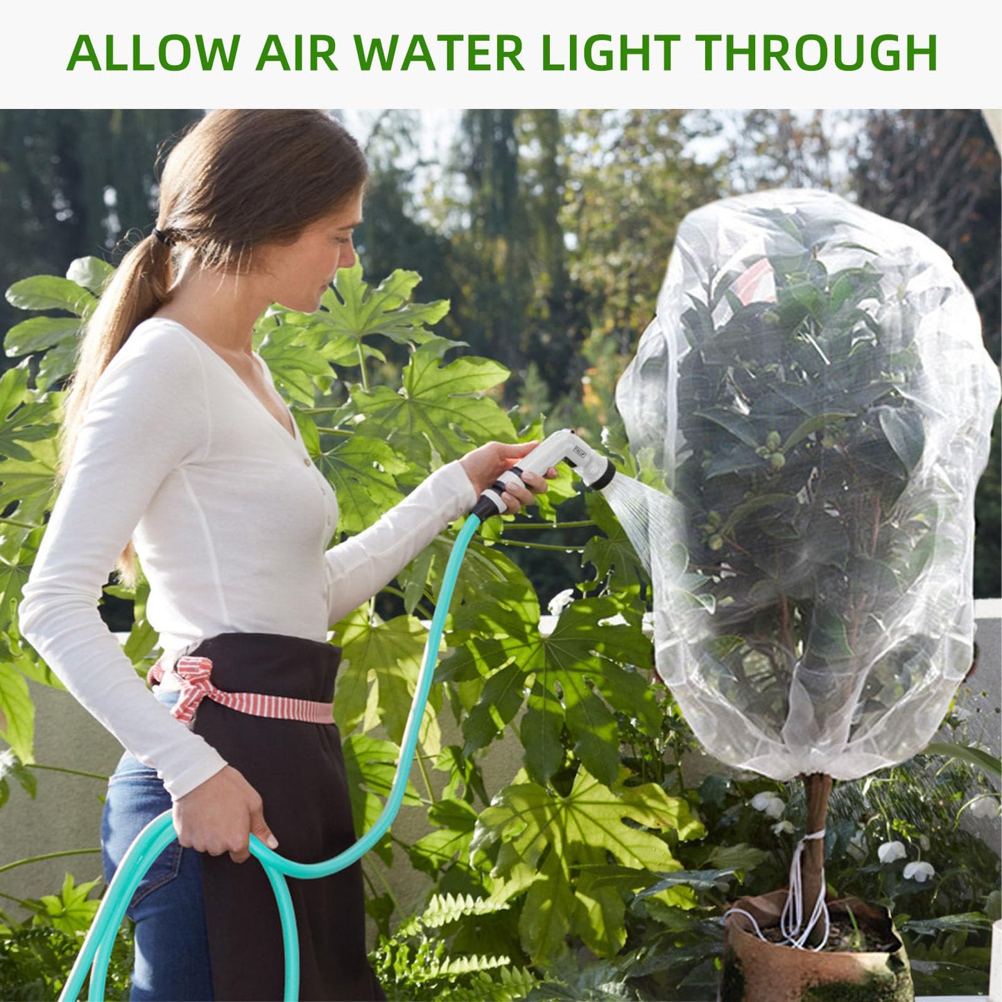 PDGROW Garden Mesh Netting for Plants, 4 Pack Insect Bird Barrier Net Mesh with Drawstring, 3.3x2.6 FT Garden Bug Netting Plant Cover for Protect Fruit Tree Vegetable Flower