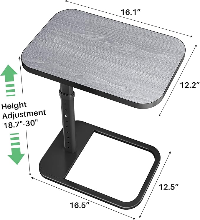 Kitstorack TV Tray Table, Adjustable Height & Rounded Metal Corners, Snack Table