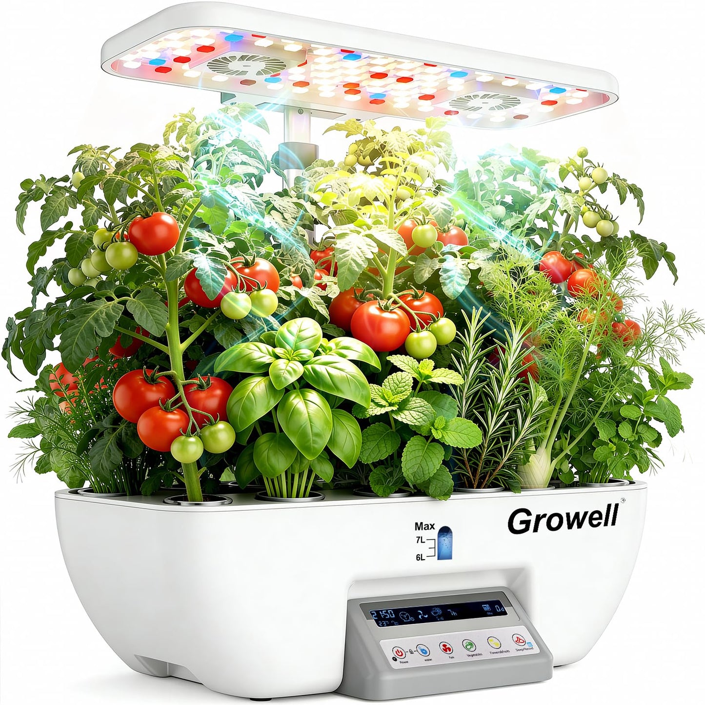 Growell Hydroponics Growing System Kit, 17 Pods Indoor Herb Garden with 2 Fans Circulation, Grow Light, Smart Water Cycle, Auto Timer, 10L Water Tank, Perfect Indoor Gardening System Gifts (White)