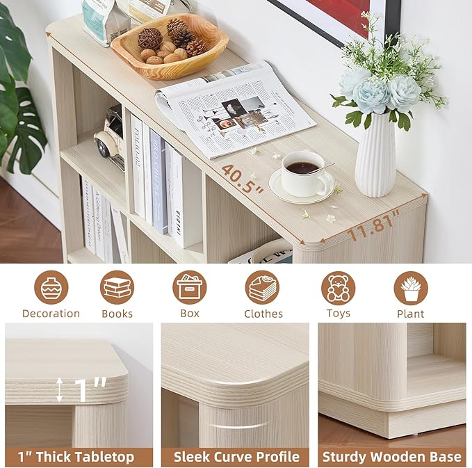 9 Cube Storage Book Shelf, Wood Floor Standing 3-Tier Cubby Bookshelf