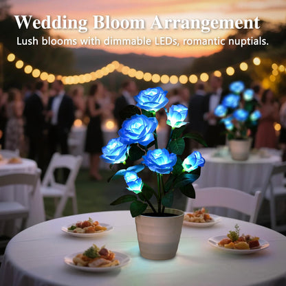 hibeauti Artificial Blue Rose Flower Lamp LED Lights, Flower Table Lamp for Bedroom Bar Coffee Shop Wedding Valentines Mothers Day Birthday Christmas - Unique Gifts for Women Her Girlfriend Wife Mom