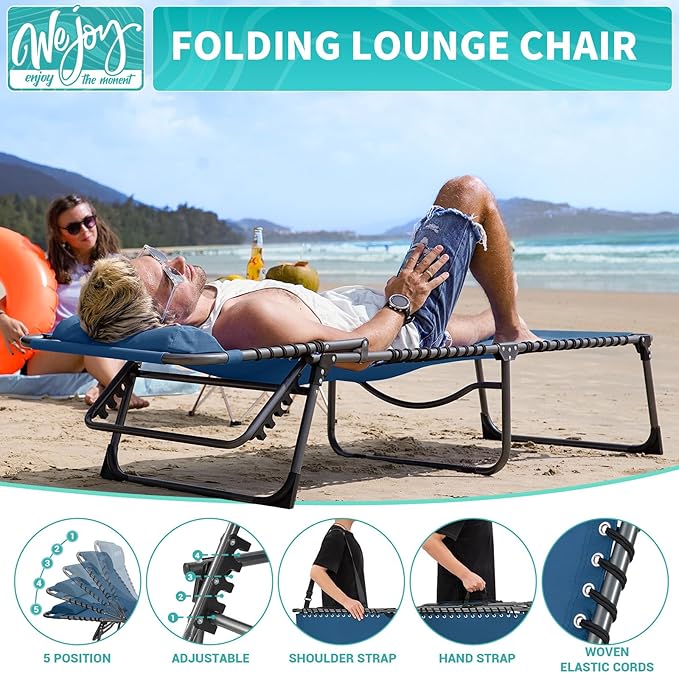 #WEJOY Folding Lounge Chair Outdoor, 5-Position Adjustable Sunbathing Tanning