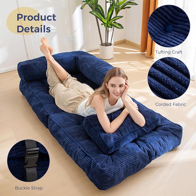MAXYOYO Folding Sofa Bed, L-Shaped Convertible Sofa Bed