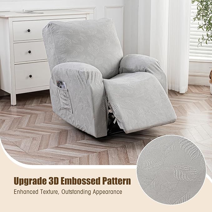 Gennia Recliner Chair Covers 3 Pieces, Waterproof Jacquard Reclining Chair Cover
