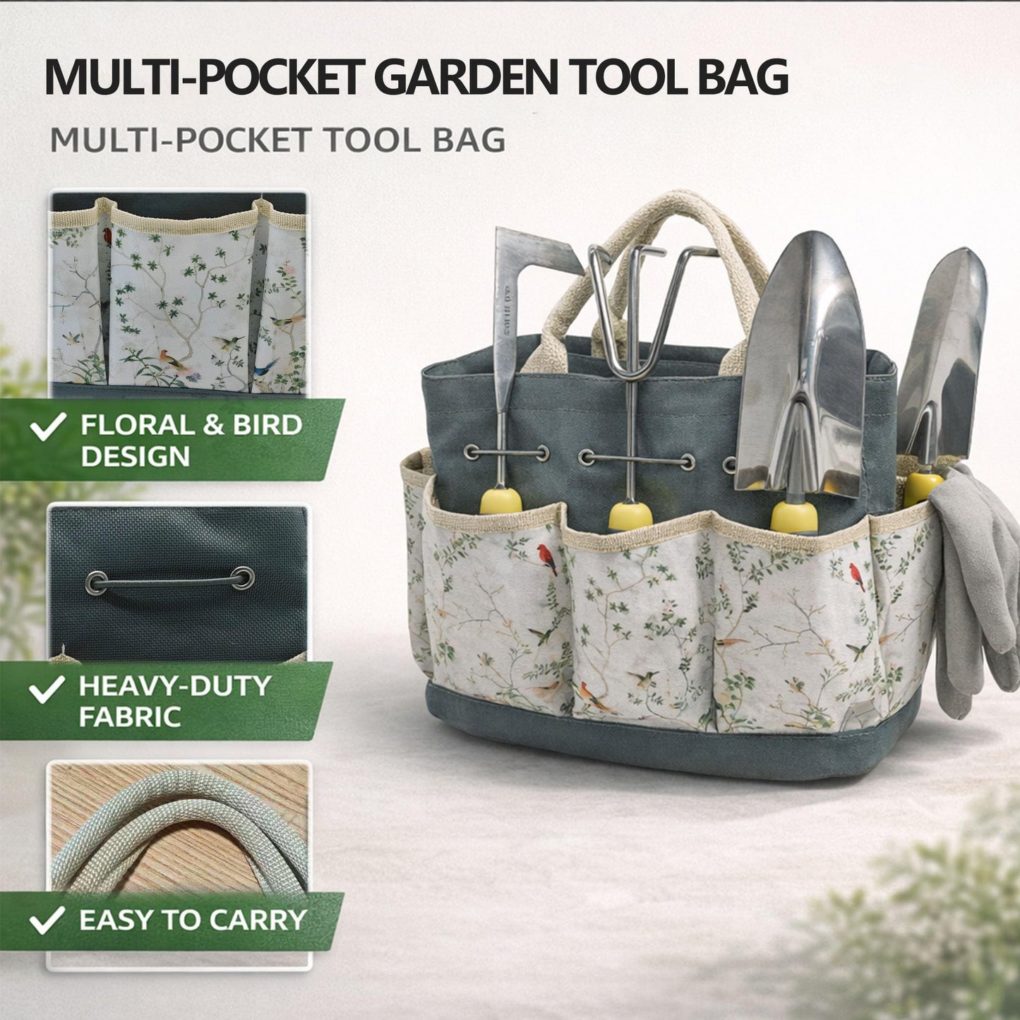 Gardening Tools Set, 11-Piece Stainless Steel Garden Hand Tool Set with Ergonomic Non-Slip Handles for Digging, Weeding, Pruning and Transplanting