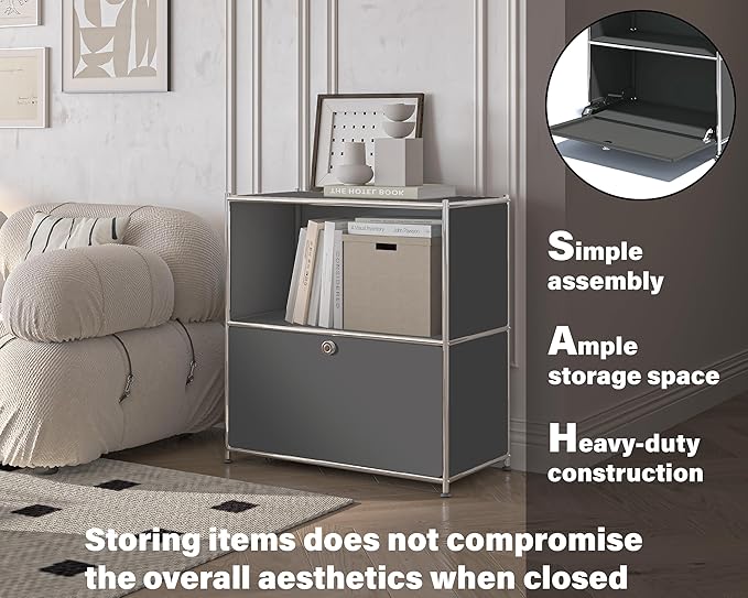 32.5-Inch Flip-Top Side Table & Buffet Cabinet