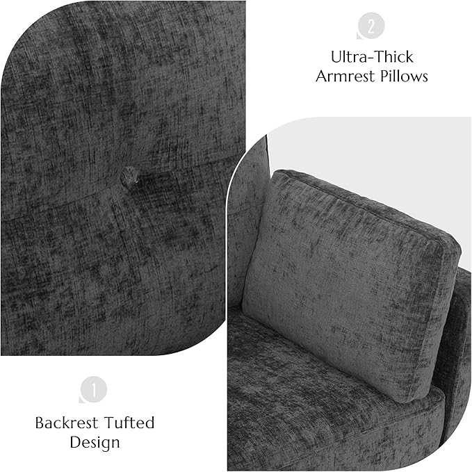 Luxury Oversized Accent Chair Set of 2, 40.9" Upholstered Piping Single