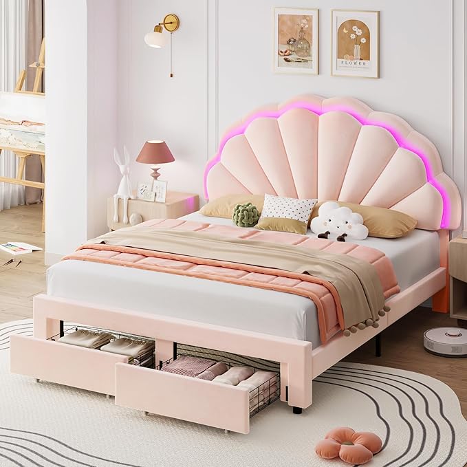 HIFIT Full Size Upholstered Smart LED Bed Frame