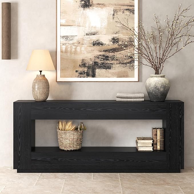 Epecoya 78 Inch Extra Long Console Table, 2-Tier Wood Entryway Table