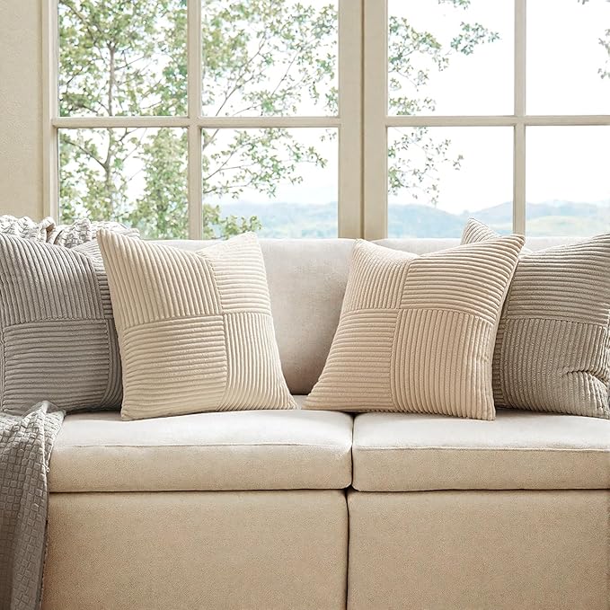 MIULEE Neutral Decorative Throw Pillow Covers 18x18 Inch Set of 4
