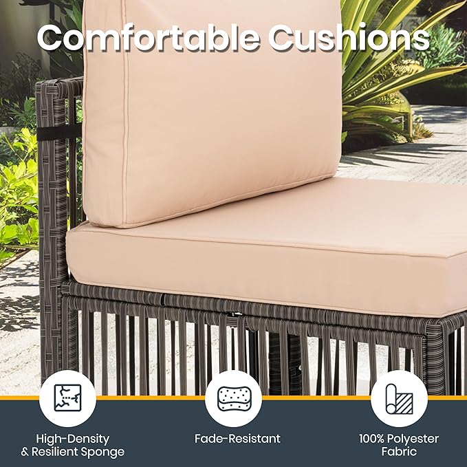 Pamapic 7-Piece Outdoor Sectional Set, Large Wicker Patio Furniture Set