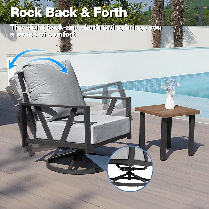 Outdoor Patio Swivel Rocking Chairs Set, Front Porch Furniture