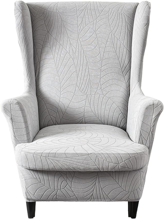 KRFOONN Stretch Wing Chair Slipcovers Jacquard 2 Piece Wingback Chair Covers