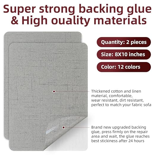 Self-Adhesive Fabric Repair Patches, Large Size 8X11 inch Linen Furniture