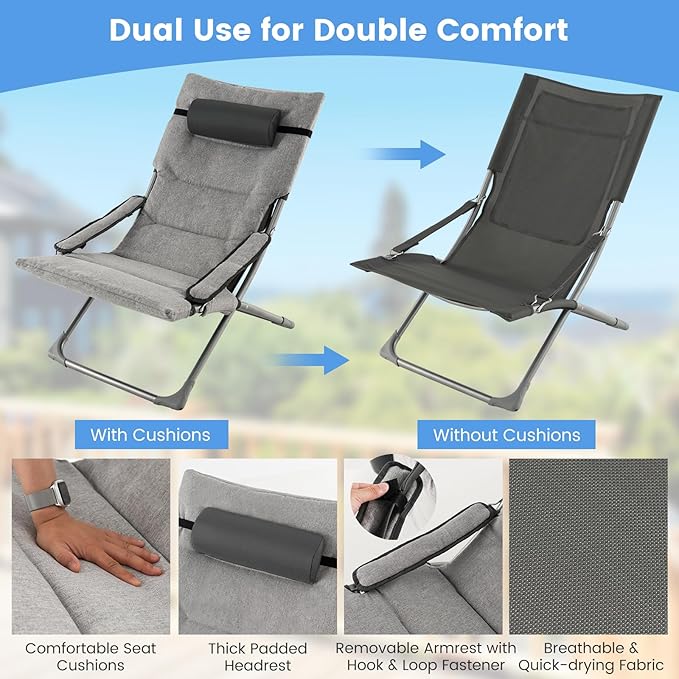Giantex 5-Piece Patio Bistro Set, Folding Lounge Chairs