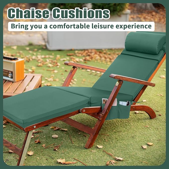 Wenqik 2 Pcs Outdoor Chaise Lounge Cushion