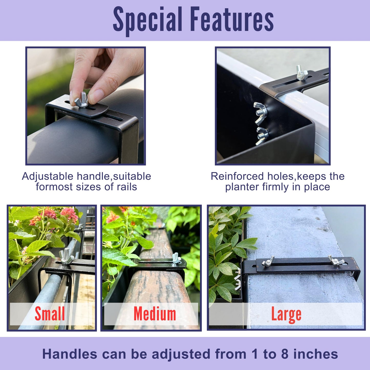 LaLaGreen Railing Planter Box (30 Inch, 4 Pack) Large Black Metal Rectangular Hanging Flower Boxes with Brackets, Planters for Outdoor Deck Railings Fence Balcony Patio Porch Over Rail Garden Decor