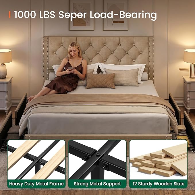 LARMACE Queen Size Bed Frame
