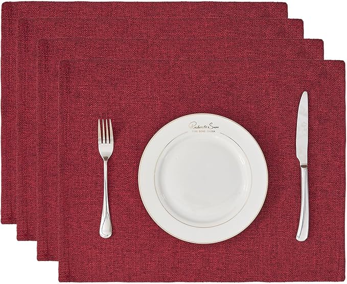 BALCONY & FALCON Placemats Set of 4 Faux Linen Cloth Place Mats Washable
