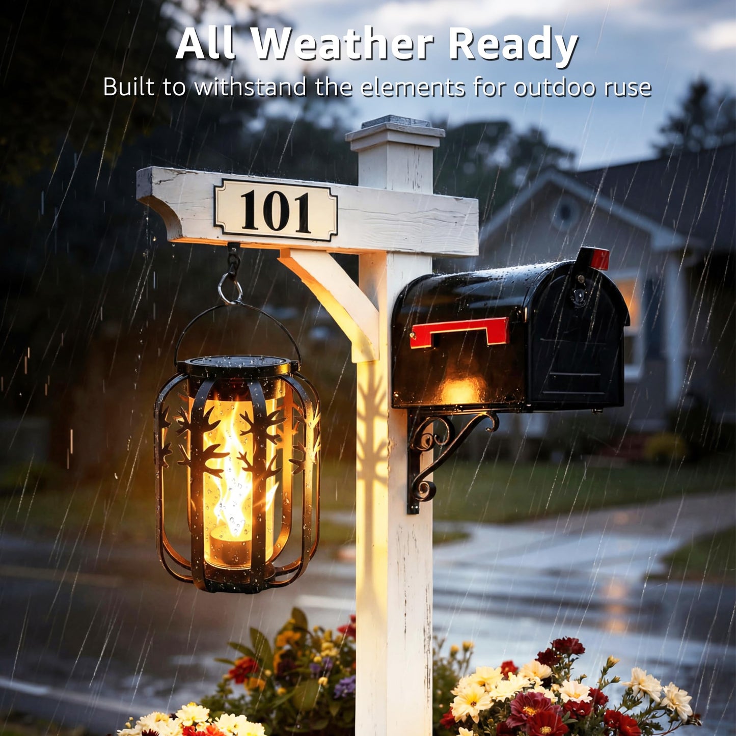 Ollny 2 Pack Solar Lanterns Outdoor Waterproof, Upgraded Flickering Flame Solar Lights Outdoor, Dual Charging (USB/Solar), 4 Modes Hanging Solar Lantern for Yard Patio Path Tree Garden Decor