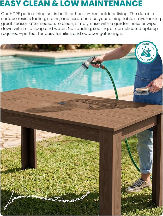 SERWALL Patio Dining Set with 15FT Double Side Umbrella, Outdoor Dining Sets