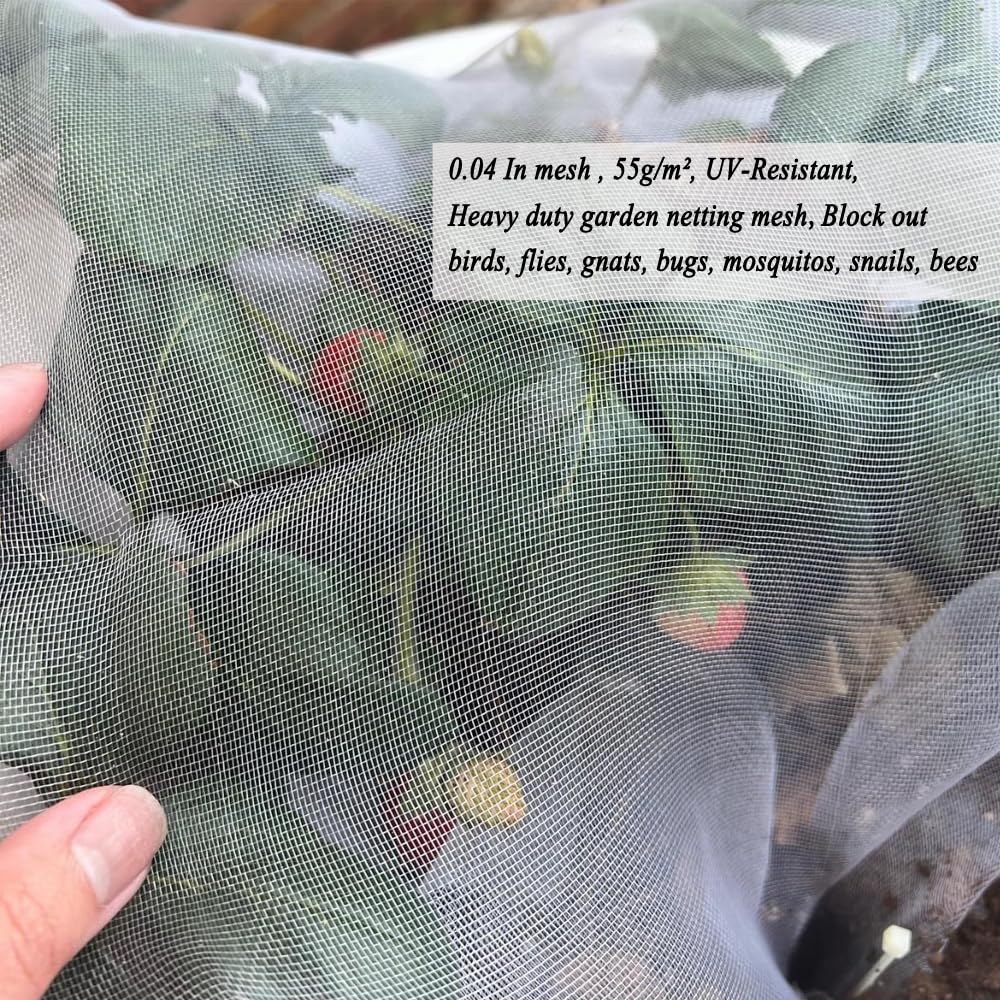 Vocray 10X10Ft Garden Netting Pest Barrier – Ultra Fine Mesh Netting Plant Covers & Row Cover, Protects Vegetables, Fruits, Flowers from Mosquitoes, Insects, Birds, Deer & Squirrels