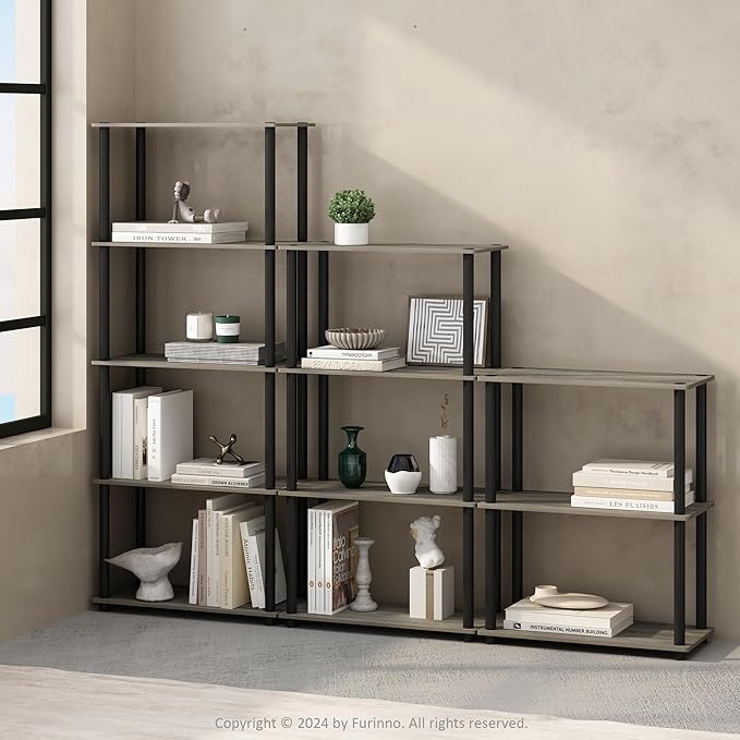 Furinno Turn-N-Tube Book Shelf, 3-Tier Bookshelf, Bookcase