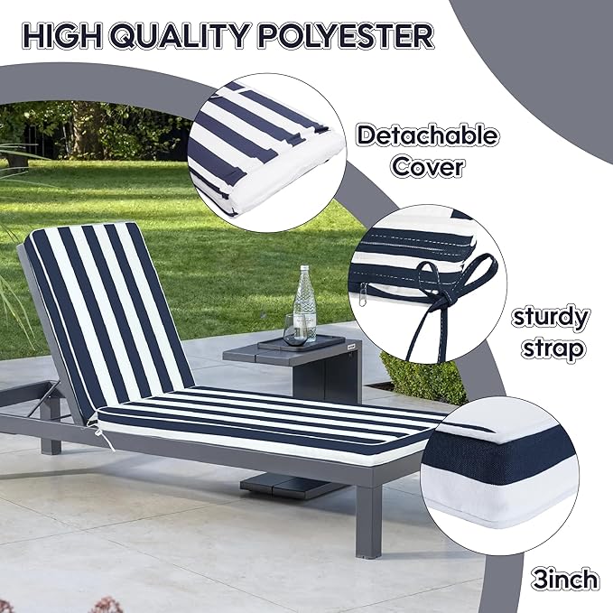 Only choice Chaise Lounge Cushions Outdoor, Fade & Water Resistant Patio Lounge