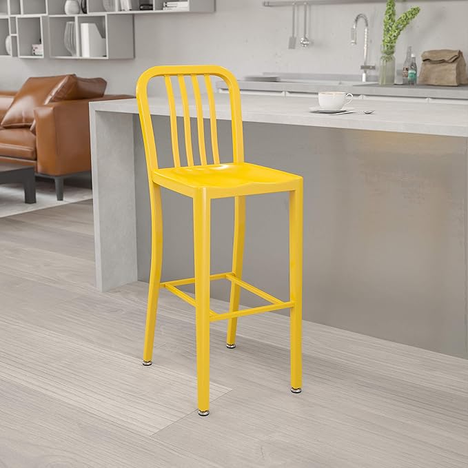 Flash Furniture Commercial Grade 30" High Yellow Metal Indoor-Outdoor Barstool