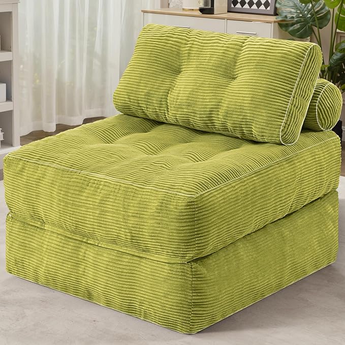 HABUTWAY Folding Sofa Bed, Convertible Sleeper Chair Bed w/Dual-Pillow & Handle
