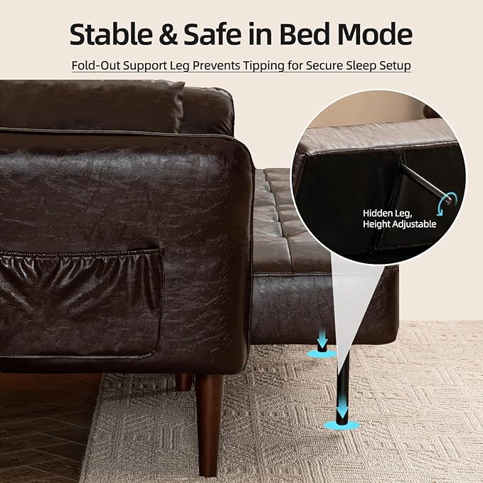 HALLYBEE 85” Futon Sofa Bed, Sleeper Sofa, Small Couch