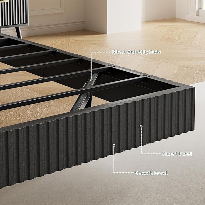 LYNSOM 3 Pieces King Bedroom Set, Floating Bed Frame