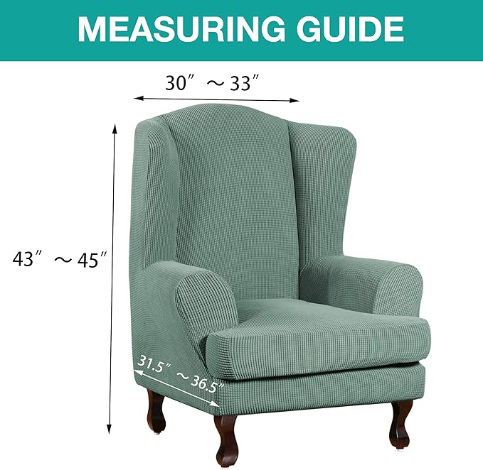 Turquoize Wingback Chair Covers 2 Piece Wing Chair Slipcover Stretch Slipcovers