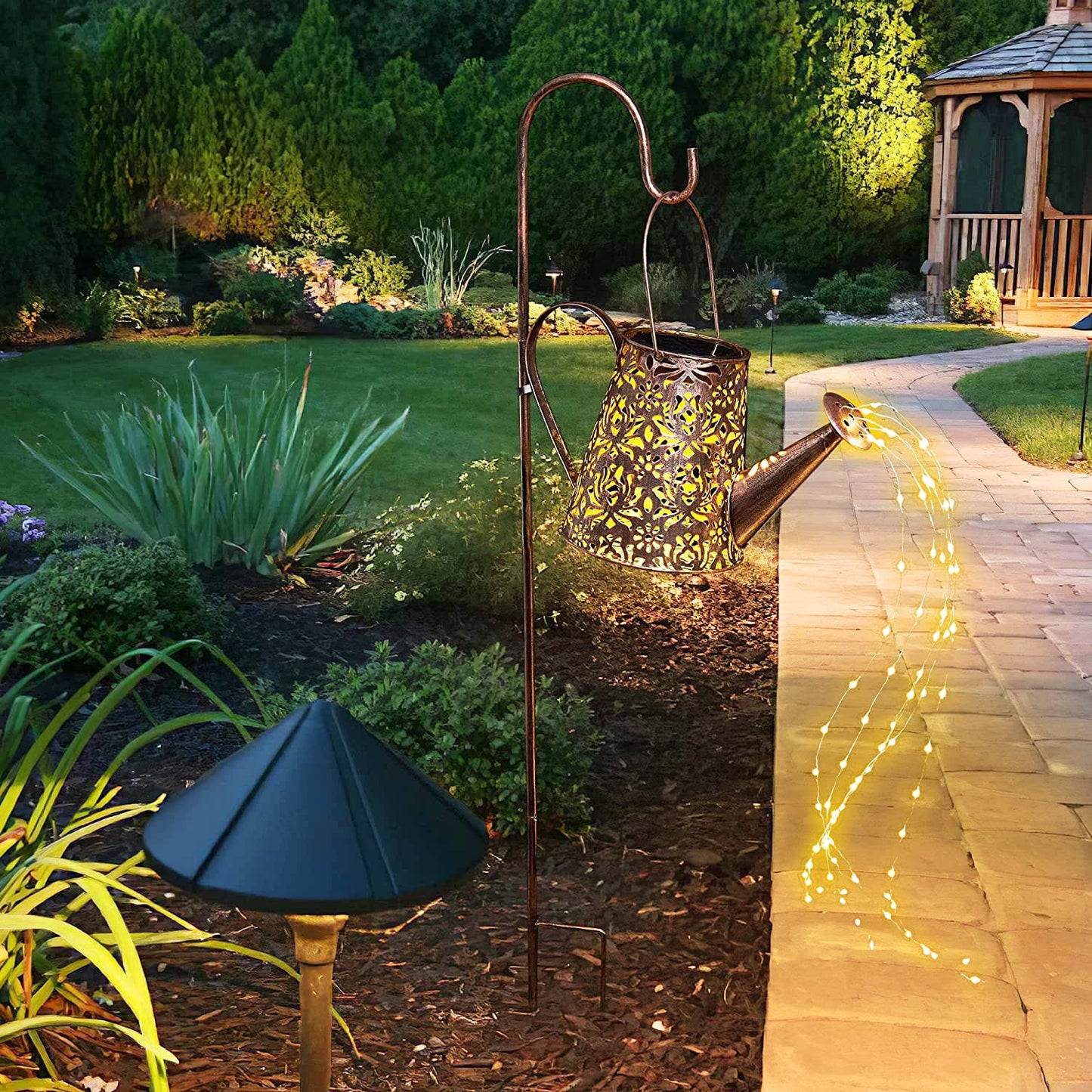 Solar Lights Outdoor Decorative, Metal Solar Watering Can Lights Waterproof, Large Hanging Garden Decor Yard Lights Outside Patio Lawn, Gifts for Mom Grandma Women Birthday Christmas
