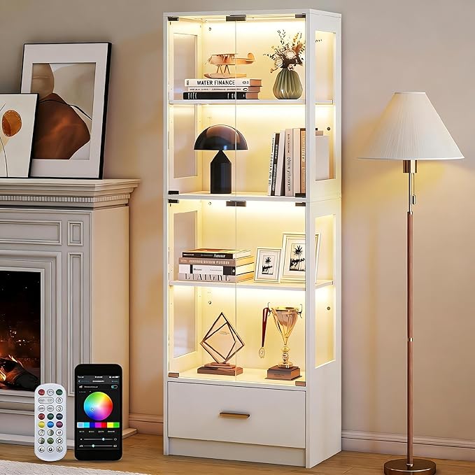Lamtor 67-inch Glass Display Cabinet – Curio Cabinet
