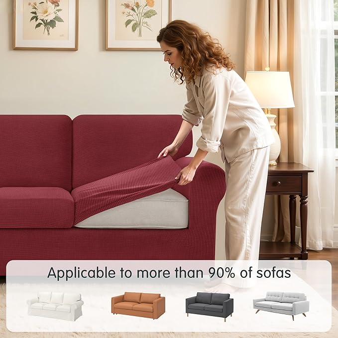 SUBRTEX 7 Pieces Stretch Sofa Slipcover Sets Couch Cover Sets Backrest Cushion