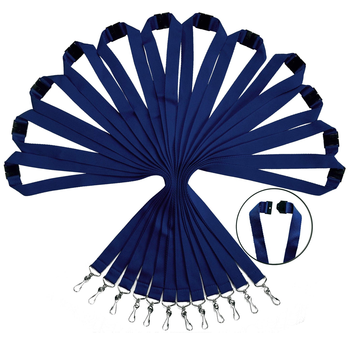 YOYOGO 12 Pack Breakaway Lanyards for ID Badge Holder, Durable Neck Straps for Schools, Office, Cruise, Navy Blue