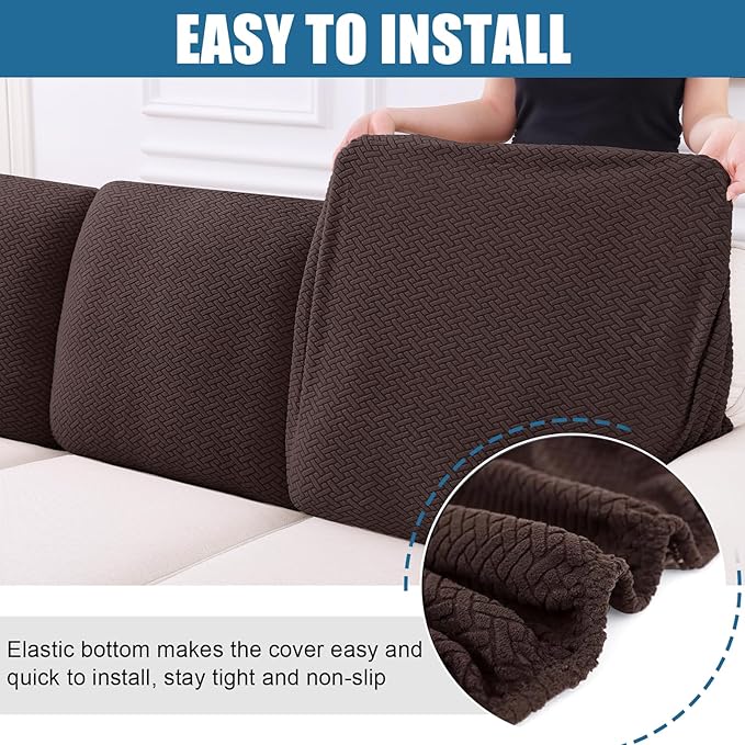 Smiry Waterproof Couch Cushion Covers, Stretch Jacquard Thick Sofa Cushion