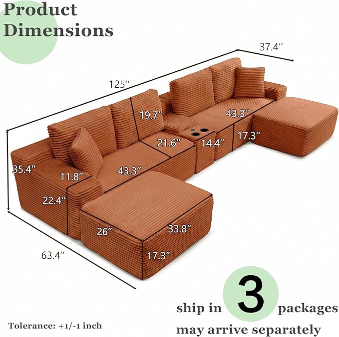 125" Oversized Sectional Couches