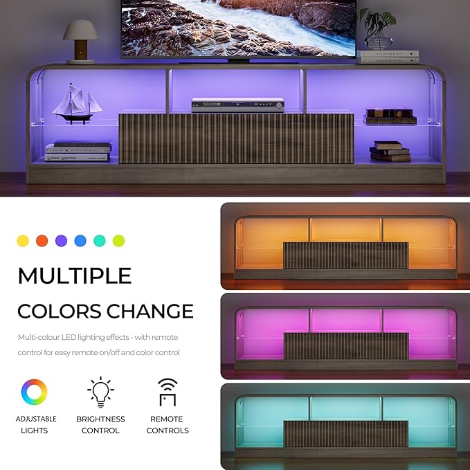 TV Stand for 60/65/70 Inch TVs, Modern Curved TV Console