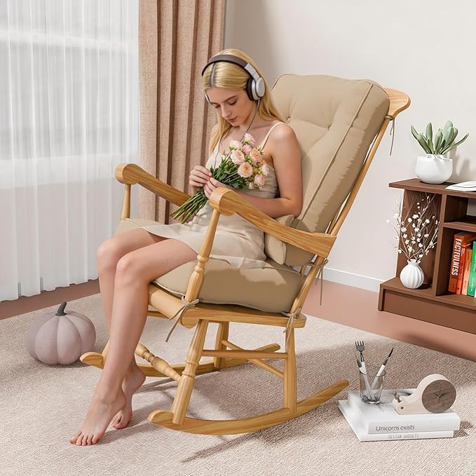 Rocking Chair Cushions with Pillow, Waterproof and Fade-Resistant Thicken