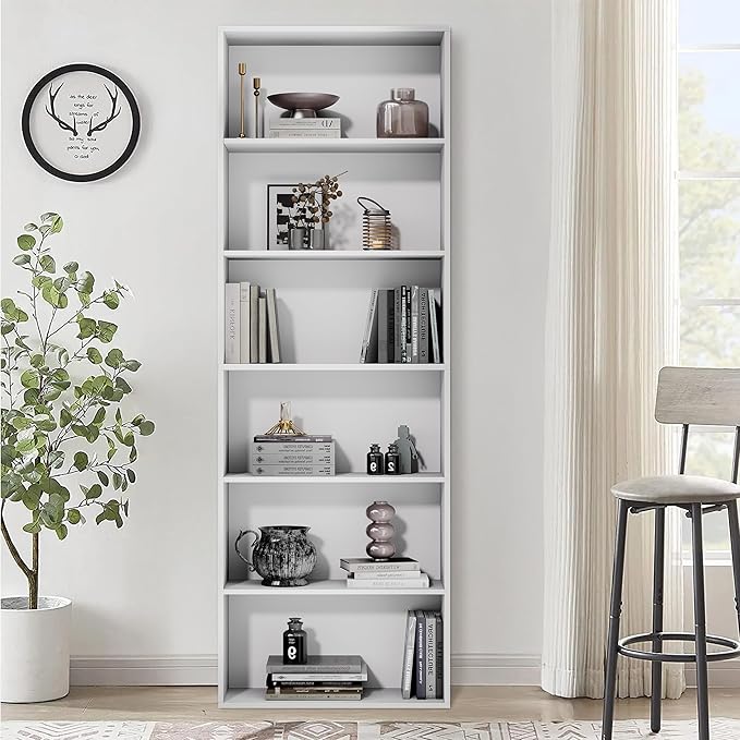 GRUSIGN 71" Tall 6-Tier Bookshelf, Large Open Display Bookcase