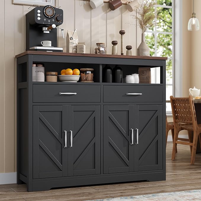 knoworld Buffet Sideboard with Storage Farmhouse with 4 Doors, Dining Room