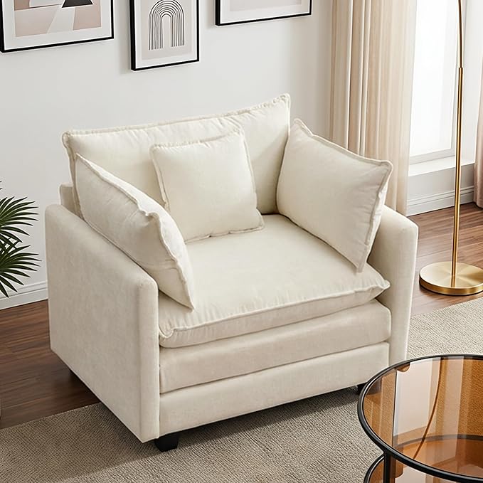 Modular Sectional Sofa Cloud Couch, Deep Seat Washable Chenille Fabric Sofa