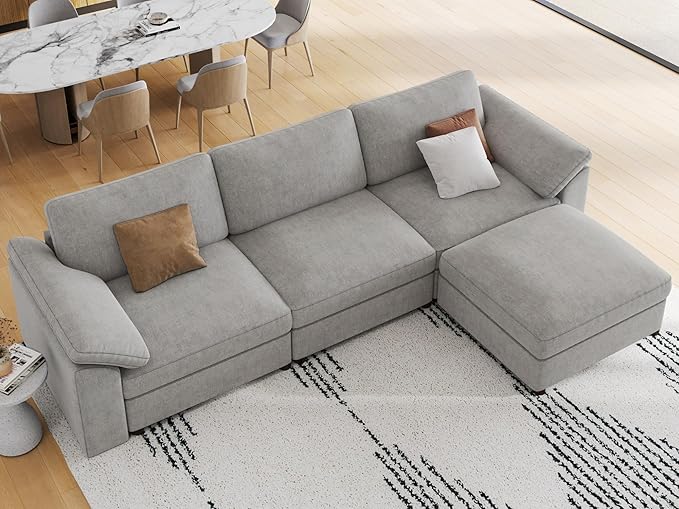EASE MOOSE Oversized L Shape Sectional Modular Sofa, Wide Deep seat Sectional