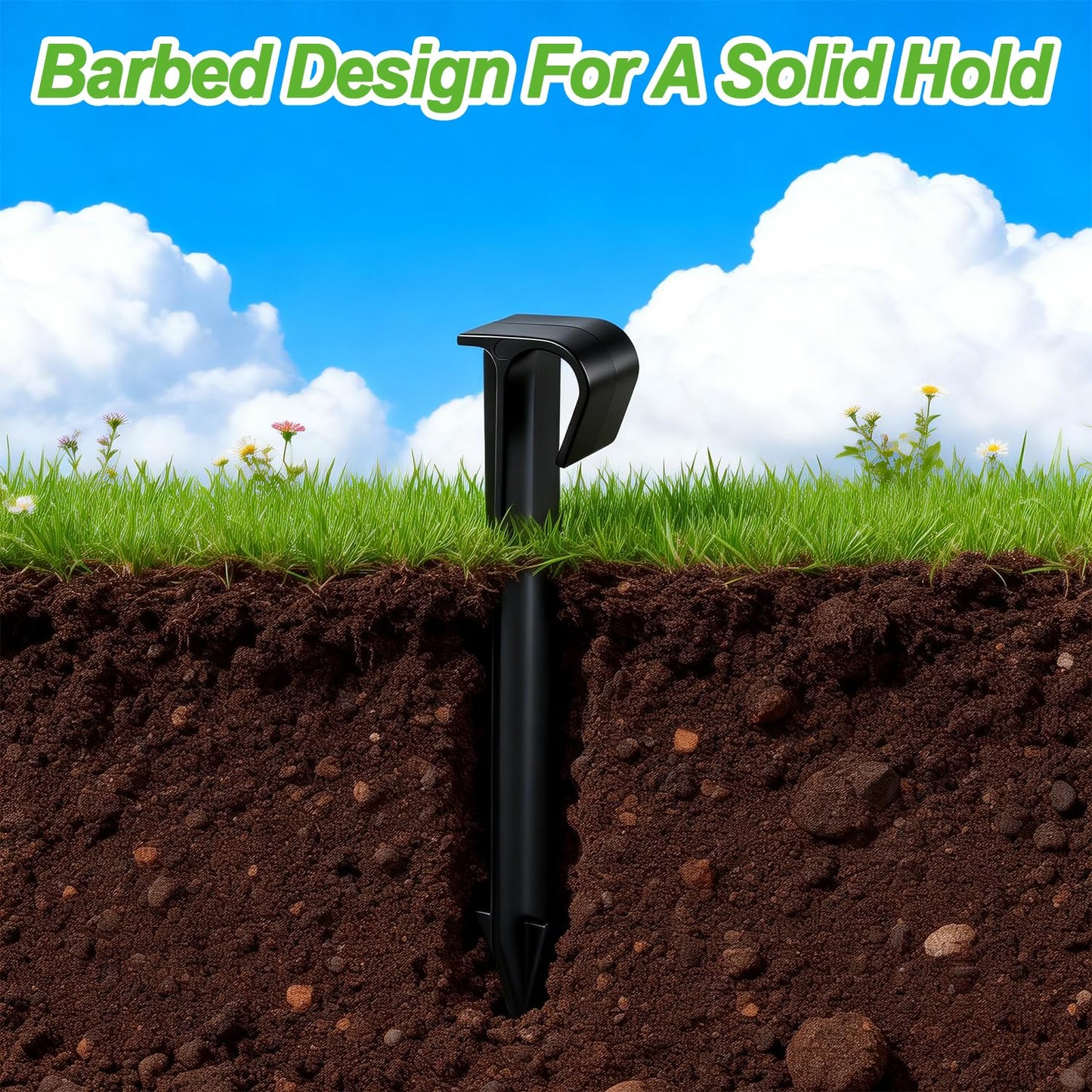 RedChili 50 Pack 1/2 Inch Irrigation Tubing Hold Down Anchor Stakes, Heavy Duty Drip Tubing Stakes 1/2" Drip Irrigation Tubing Fittings for Lawn Raised Bed Greenhouse Plant Watering System