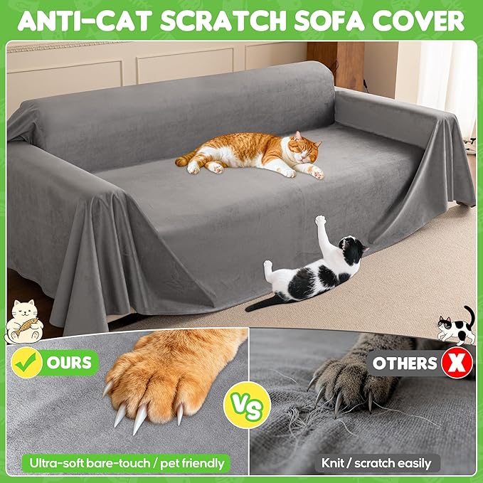 Loiion Velvet Sofa Cover, Ultra Soft Waterproof Non-Slip Couch Cover