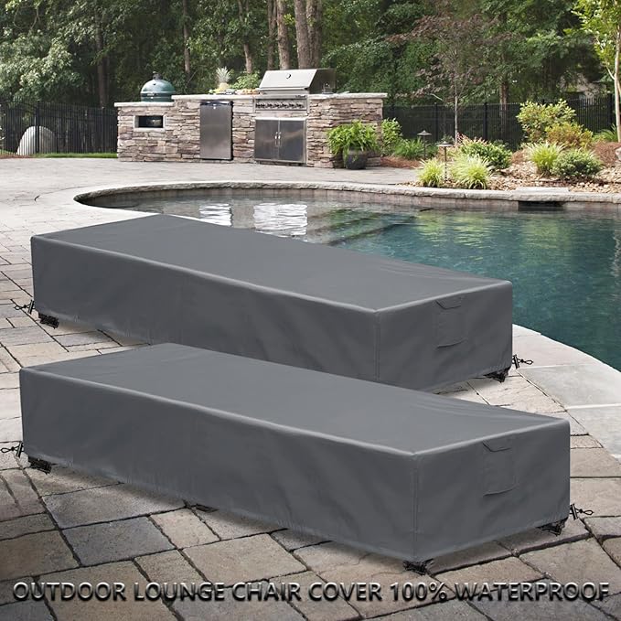 Waterproof Patio Lounge Chair Cover 1 Pack Outdoor Chaise Lounge Covers 600D