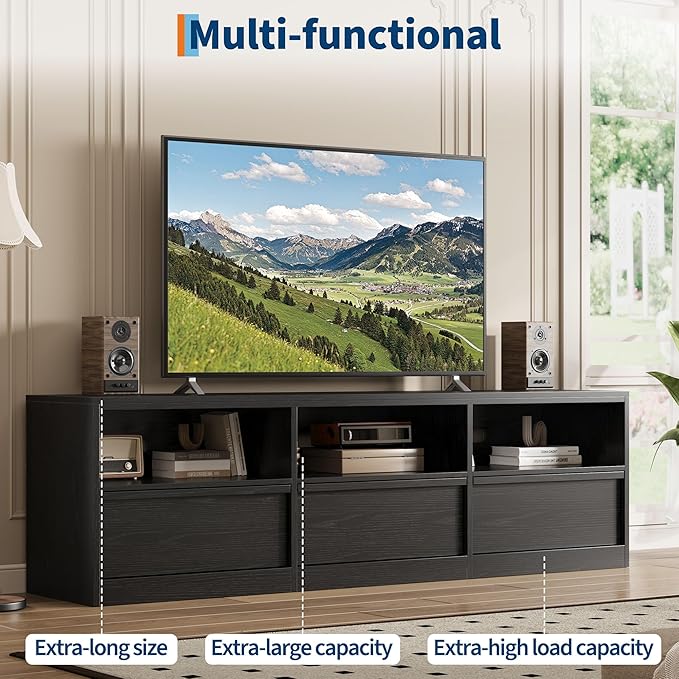GarveeHome 70 in TV Stand for TVs up to 85 in, Mid Century Modern Entertainment